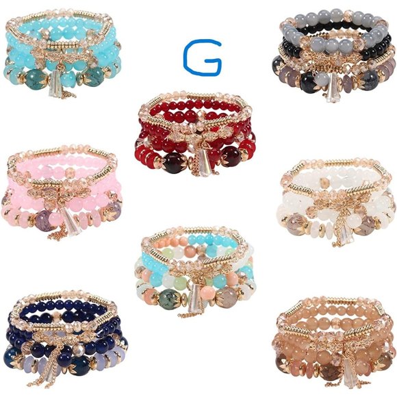 Groups of 8 Bohemian Bracelets for Women Stretch Multilayer Colorful Be… - Picture 7 of 10